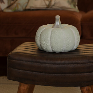 Decorative white pumpkin.