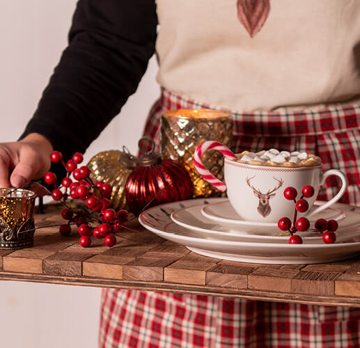 Tray with a Christmas atmosphere.