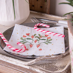 Christmas napkins with candy canes.