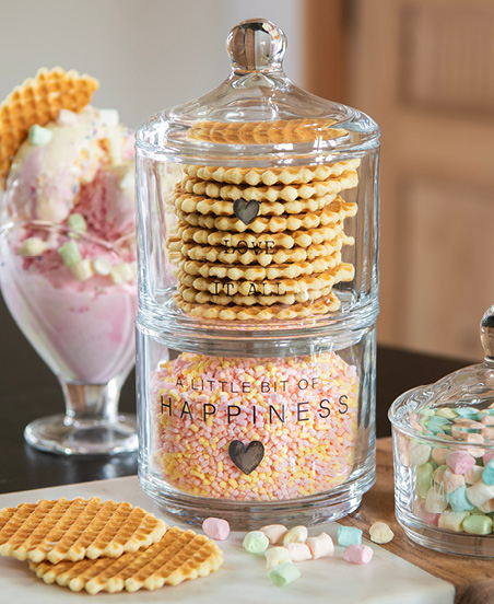 Double Storage Jar Filled with Waffles and Fruit Sprinkles