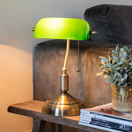 groene bankierslamp in tiffany stijl