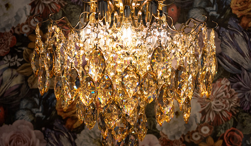 A large illuminated chandelier